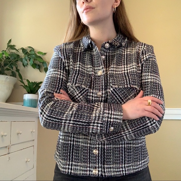 DONATED Black and white tweed plaid Chanel style jacket - Picture 5 of 7